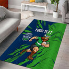 Personalized Canberra Raiders Area Rug Dynamic Lightning Mascot Rugby Australia