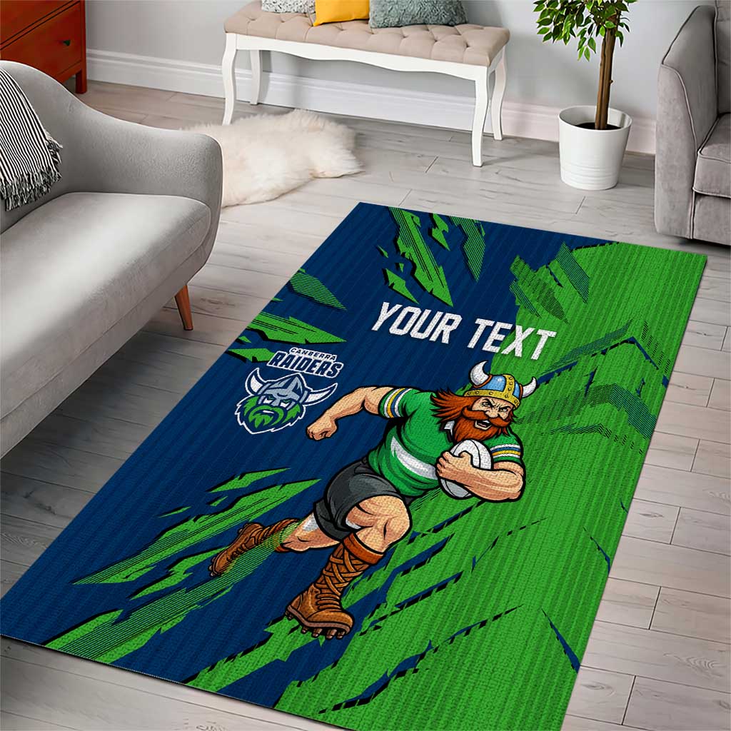 Personalized Canberra Raiders Area Rug Dynamic Lightning Mascot Rugby Australia