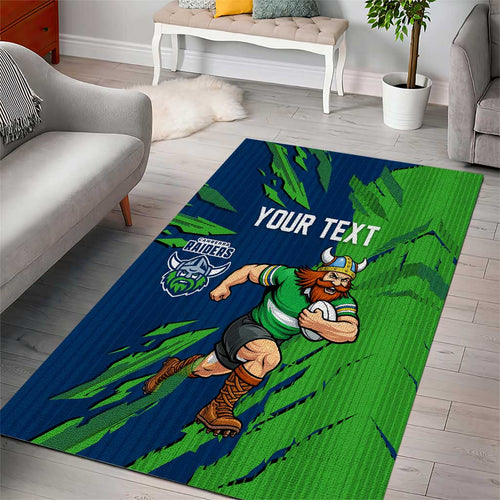 Personalized Canberra Raiders Area Rug Dynamic Lightning Mascot Rugby Australia