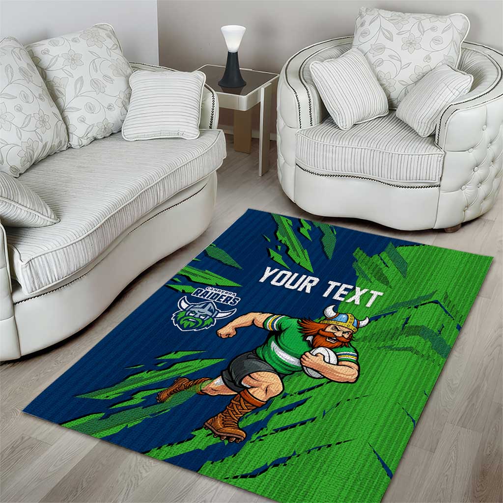Personalized Canberra Raiders Area Rug Dynamic Lightning Mascot Rugby Australia