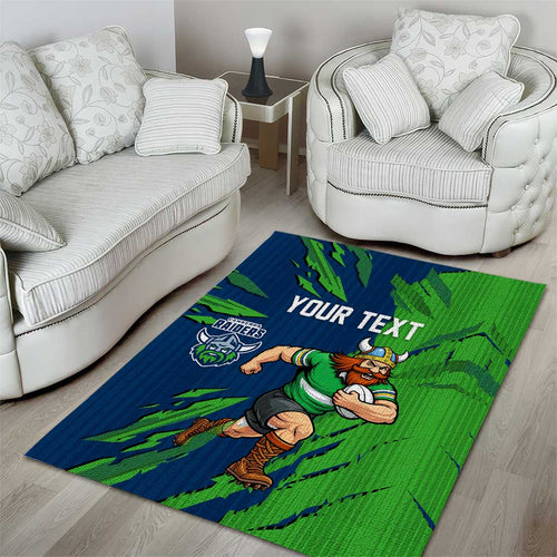 Personalized Canberra Raiders Area Rug Dynamic Lightning Mascot Rugby Australia