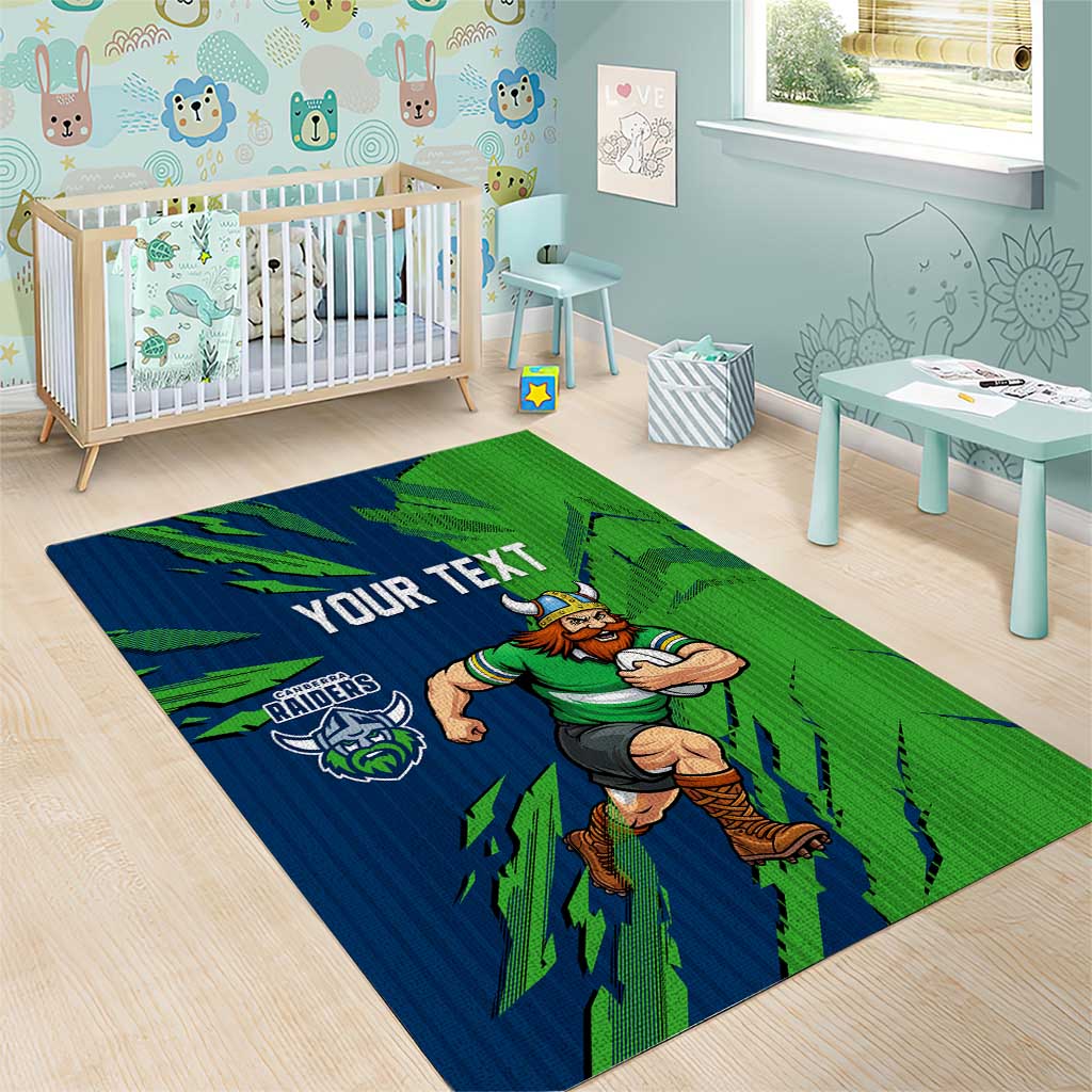 Personalized Canberra Raiders Area Rug Dynamic Lightning Mascot Rugby Australia