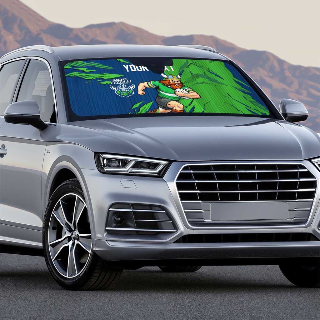 Personalized Canberra Raiders Auto Sun Shade Dynamic Lightning Mascot Rugby Australia