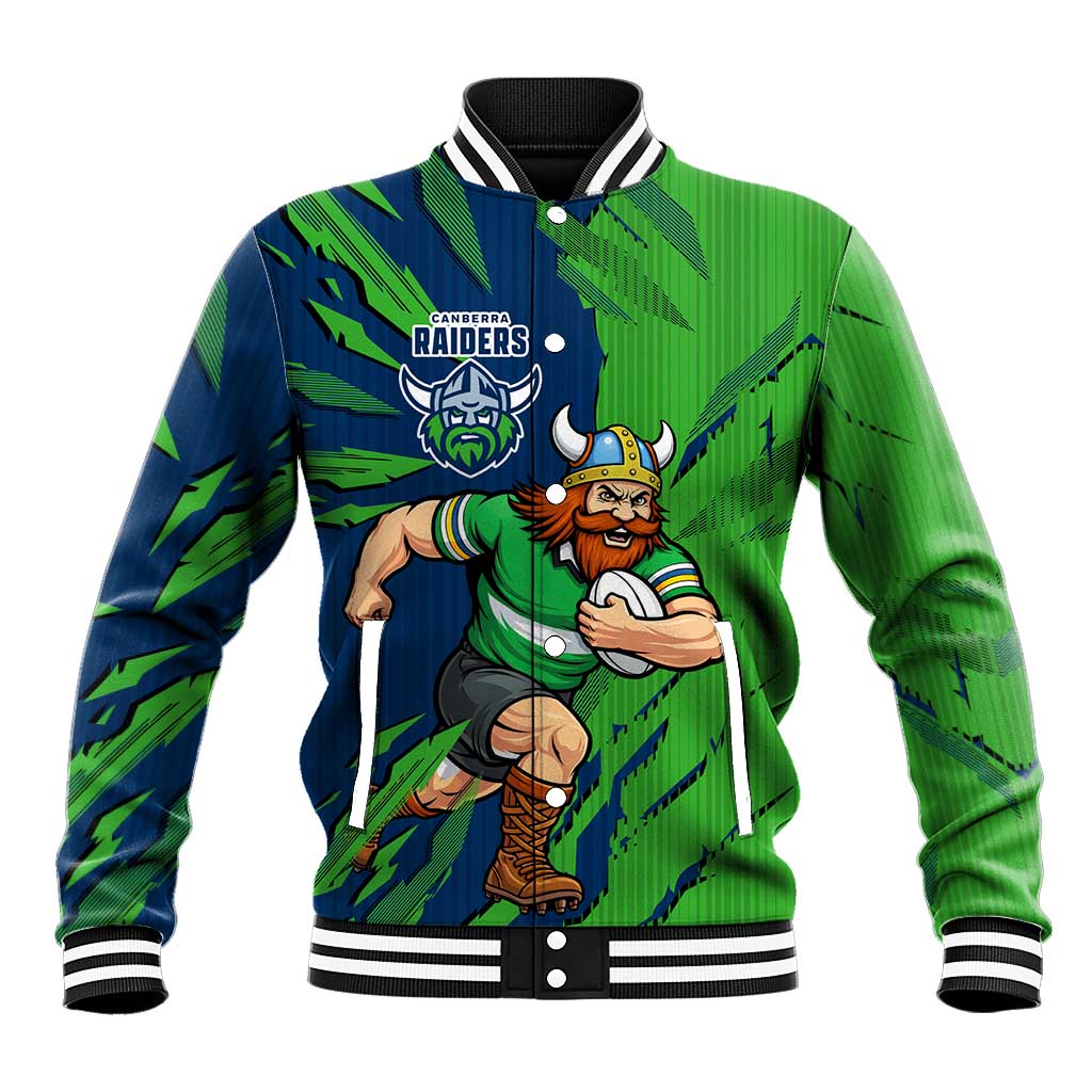 Personalized Canberra Raiders Baseball Jacket Dynamic Lightning Mascot Rugby Australia