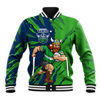 Personalized Canberra Raiders Baseball Jacket Dynamic Lightning Mascot Rugby Australia