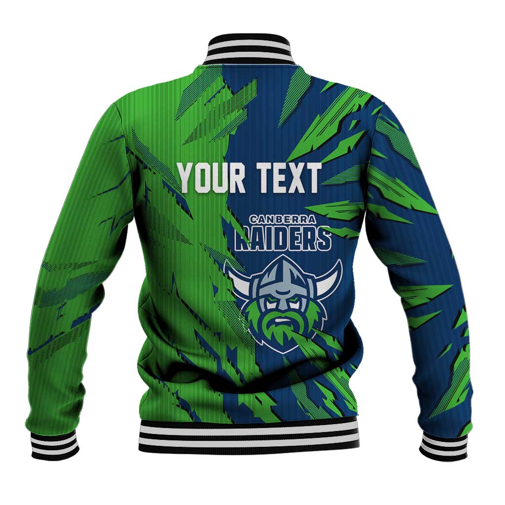 Personalized Canberra Raiders Baseball Jacket Dynamic Lightning Mascot Rugby Australia