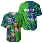 Personalized Canberra Raiders Baseball Jersey Dynamic Lightning Mascot Rugby Australia