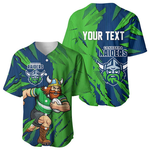 Personalized Canberra Raiders Baseball Jersey Dynamic Lightning Mascot Rugby Australia
