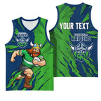 Personalized Canberra Raiders Basketball Jersey Dynamic Lightning Mascot Rugby Australia
