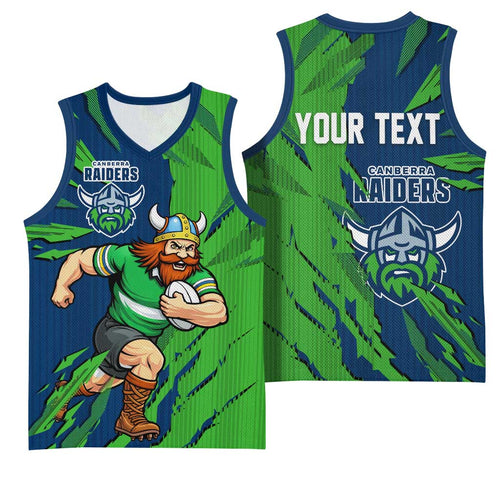 Personalized Canberra Raiders Basketball Jersey Dynamic Lightning Mascot Rugby Australia