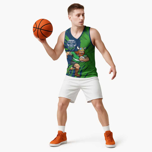 Personalized Canberra Raiders Basketball Jersey Dynamic Lightning Mascot Rugby Australia