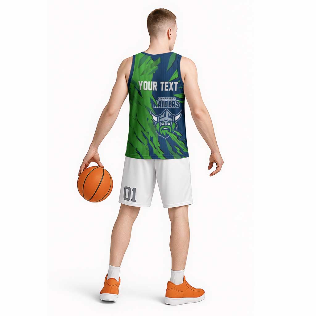 Personalized Canberra Raiders Basketball Jersey Dynamic Lightning Mascot Rugby Australia
