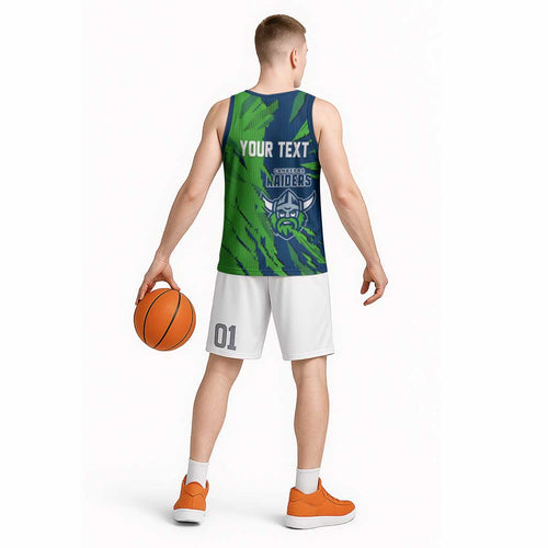 Personalized Canberra Raiders Basketball Jersey Dynamic Lightning Mascot Rugby Australia