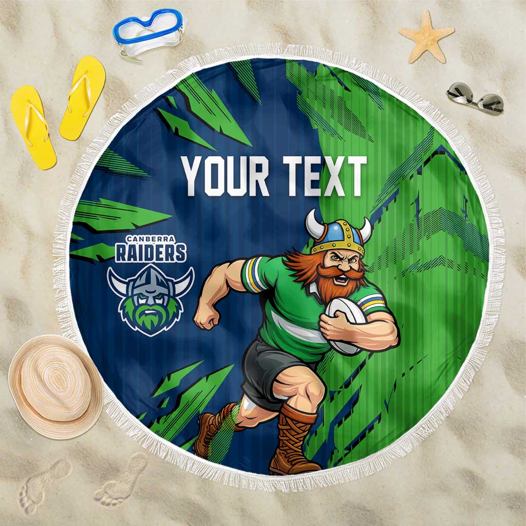 Personalized Canberra Raiders Beach Blanket Dynamic Lightning Mascot Rugby Australia