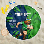 Personalized Canberra Raiders Beach Blanket Dynamic Lightning Mascot Rugby Australia