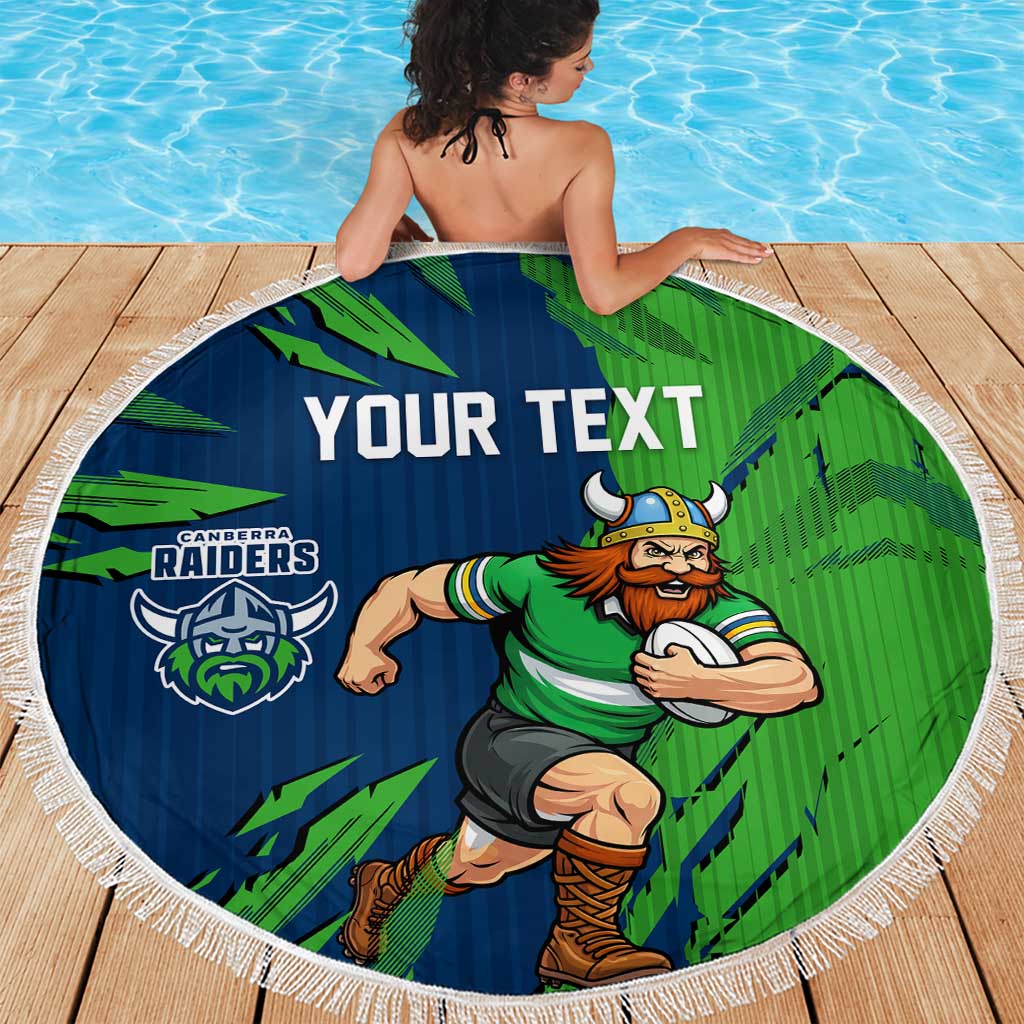 Personalized Canberra Raiders Beach Blanket Dynamic Lightning Mascot Rugby Australia