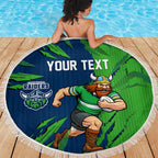 Personalized Canberra Raiders Beach Blanket Dynamic Lightning Mascot Rugby Australia