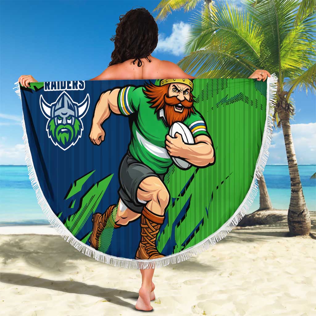 Personalized Canberra Raiders Beach Blanket Dynamic Lightning Mascot Rugby Australia