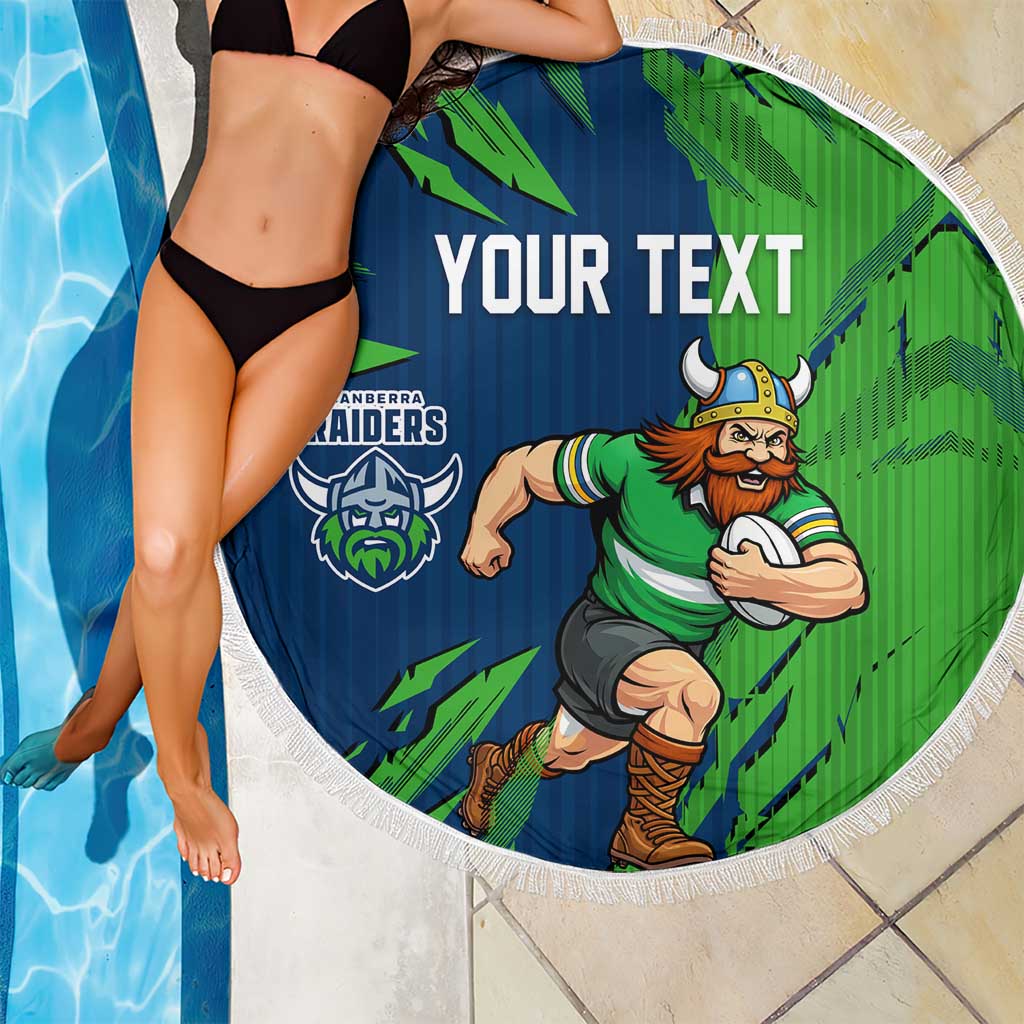 Personalized Canberra Raiders Beach Blanket Dynamic Lightning Mascot Rugby Australia