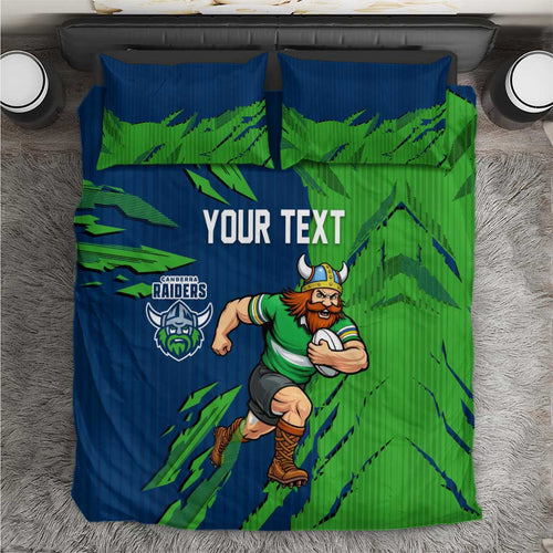 Personalized Canberra Raiders Bedding Set Dynamic Lightning Mascot Rugby Australia
