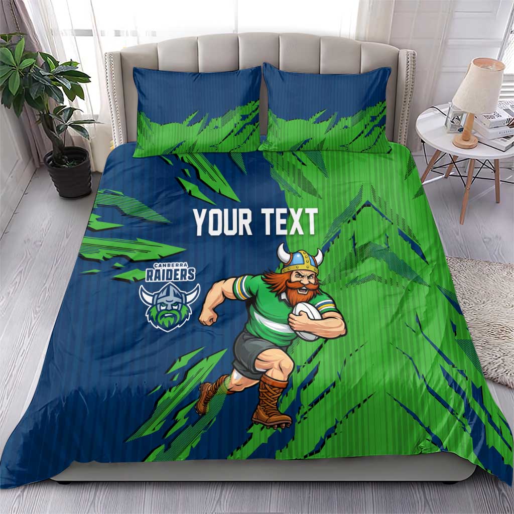 Personalized Canberra Raiders Bedding Set Dynamic Lightning Mascot Rugby Australia