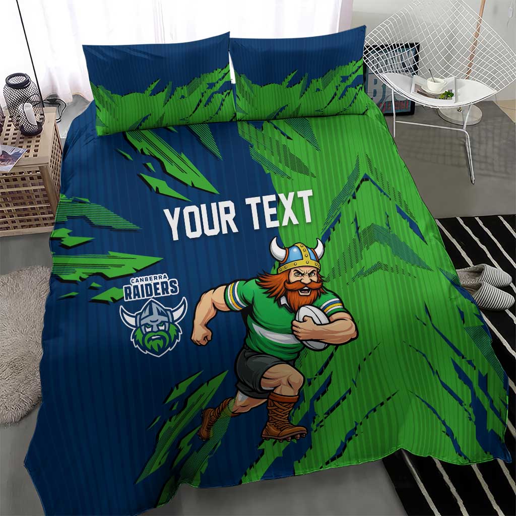 Personalized Canberra Raiders Bedding Set Dynamic Lightning Mascot Rugby Australia