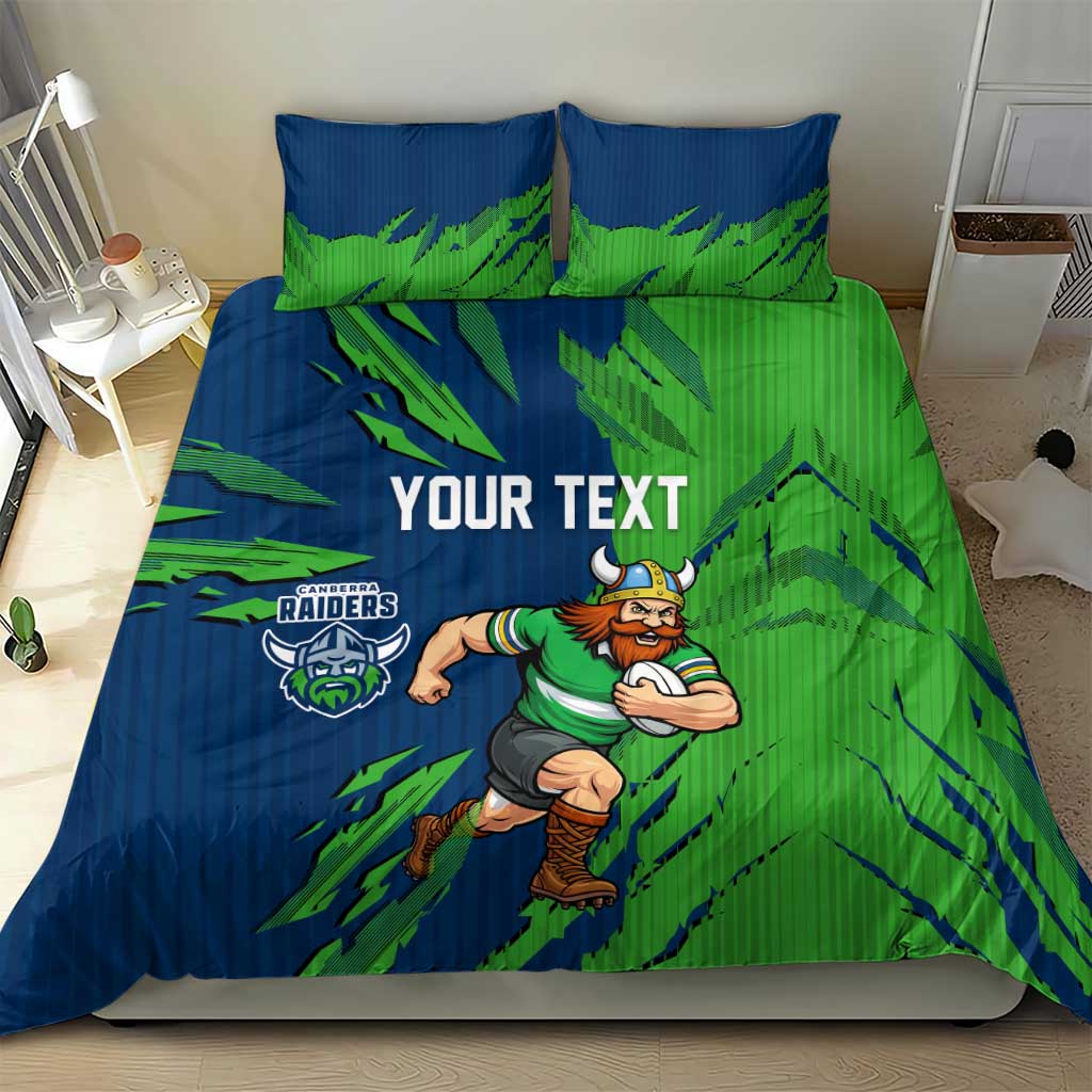 Personalized Canberra Raiders Bedding Set Dynamic Lightning Mascot Rugby Australia