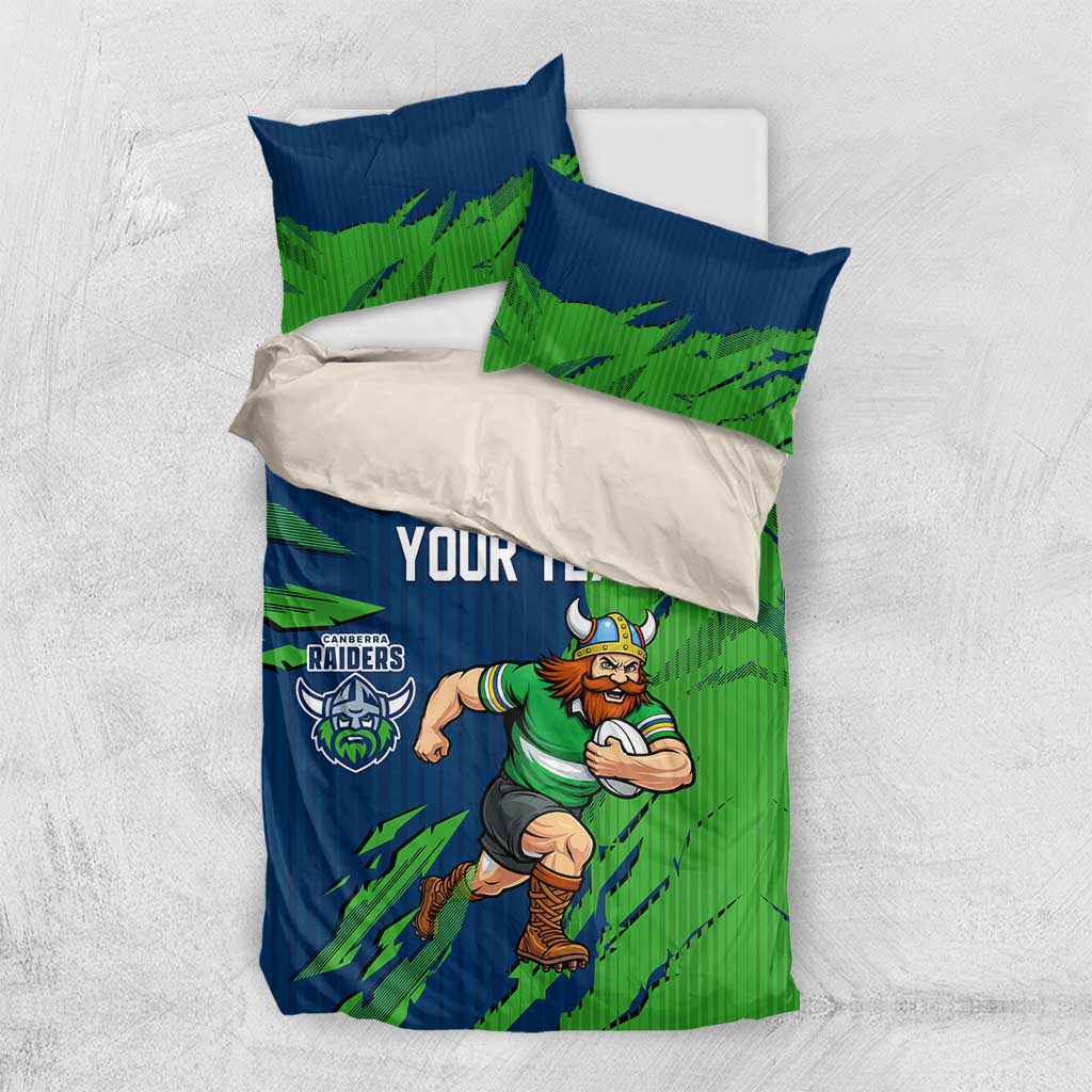 Personalized Canberra Raiders Bedding Set Dynamic Lightning Mascot Rugby Australia