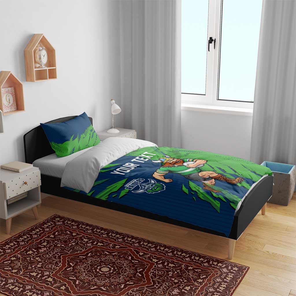 Personalized Canberra Raiders Bedding Set Dynamic Lightning Mascot Rugby Australia