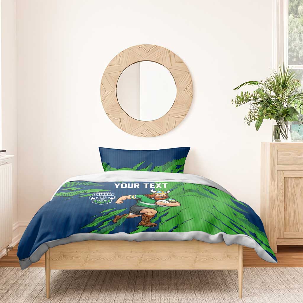 Personalized Canberra Raiders Bedding Set Dynamic Lightning Mascot Rugby Australia