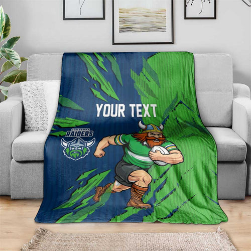 Personalized Canberra Raiders Blanket Dynamic Lightning Mascot Rugby Australia