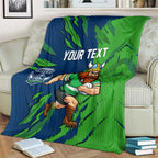 Personalized Canberra Raiders Blanket Dynamic Lightning Mascot Rugby Australia