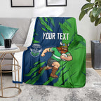 Personalized Canberra Raiders Blanket Dynamic Lightning Mascot Rugby Australia