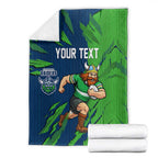 Personalized Canberra Raiders Blanket Dynamic Lightning Mascot Rugby Australia