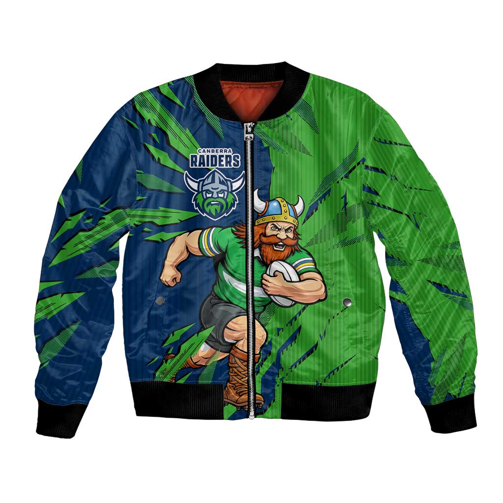 Personalized Canberra Raiders Bomber Jacket Dynamic Lightning Mascot Rugby Australia