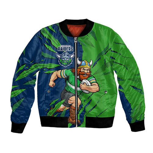 Personalized Canberra Raiders Bomber Jacket Dynamic Lightning Mascot Rugby Australia
