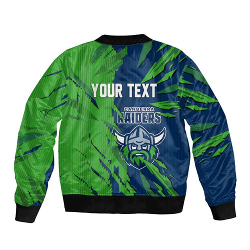Personalized Canberra Raiders Bomber Jacket Dynamic Lightning Mascot Rugby Australia