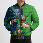 Personalized Canberra Raiders Bomber Puffer Jacket Dynamic Lightning Mascot Rugby Australia