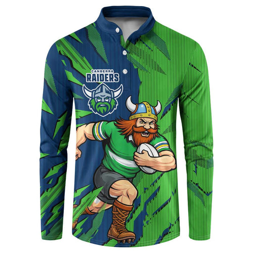 Personalized Canberra Raiders Button Sweatshirt Dynamic Lightning Mascot Rugby Australia
