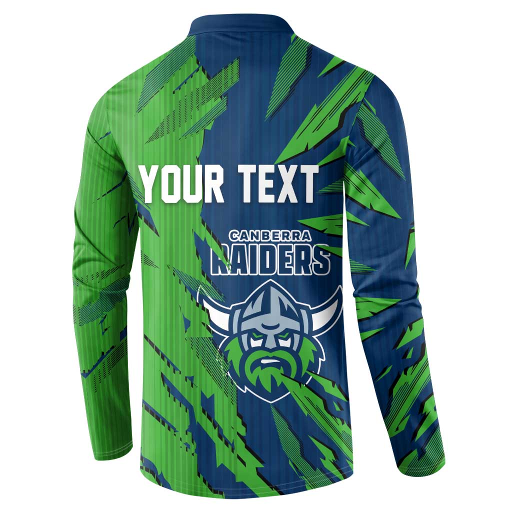 Personalized Canberra Raiders Button Sweatshirt Dynamic Lightning Mascot Rugby Australia