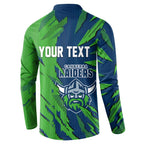 Personalized Canberra Raiders Button Sweatshirt Dynamic Lightning Mascot Rugby Australia