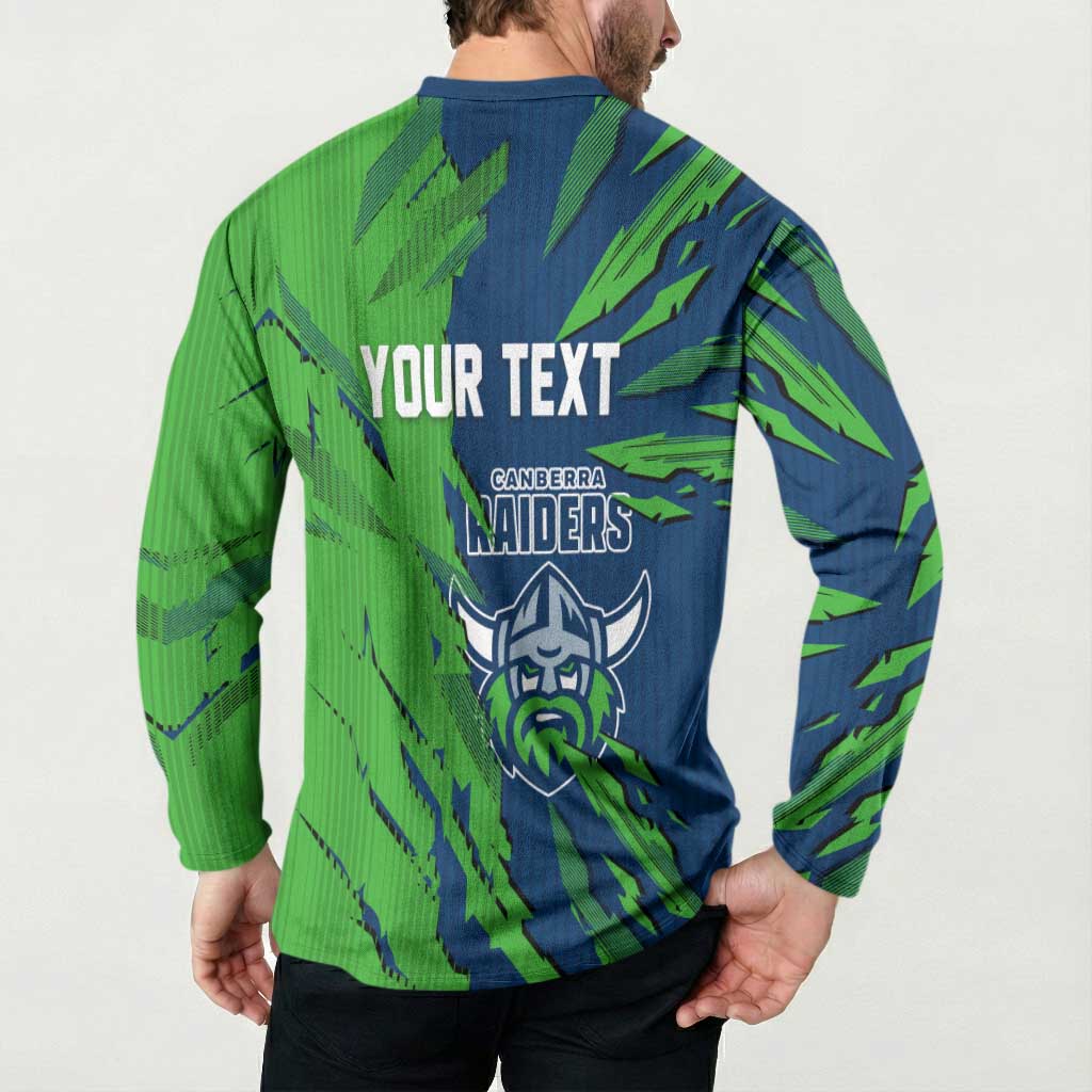 Personalized Canberra Raiders Button Sweatshirt Dynamic Lightning Mascot Rugby Australia