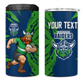 Personalized Canberra Raiders 4 in 1 Can Cooler Tumbler Dynamic Lightning Mascot Rugby Australia