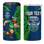 Personalized Canberra Raiders 4 in 1 Can Cooler Tumbler Dynamic Lightning Mascot Rugby Australia