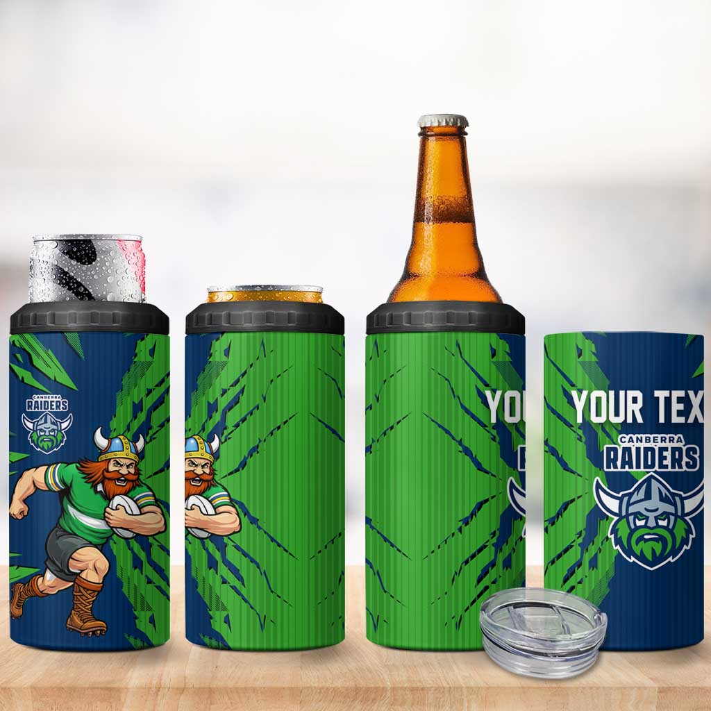 Personalized Canberra Raiders 4 in 1 Can Cooler Tumbler Dynamic Lightning Mascot Rugby Australia