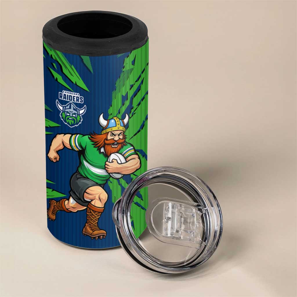 Personalized Canberra Raiders 4 in 1 Can Cooler Tumbler Dynamic Lightning Mascot Rugby Australia