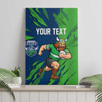 Personalized Canberra Raiders Canvas Wall Art Dynamic Lightning Mascot Rugby Australia