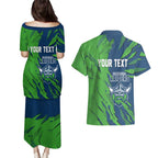 Personalized Canberra Raiders Couples Matching Puletasi and Hawaiian Shirt Dynamic Lightning Mascot Rugby Australia