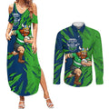 Personalized Canberra Raiders Couples Matching Summer Maxi Dress and Long Sleeve Button Shirt Dynamic Lightning Mascot Rugby Australia