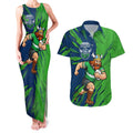 Personalized Canberra Raiders Couples Matching Tank Maxi Dress and Hawaiian Shirt Dynamic Lightning Mascot Rugby Australia